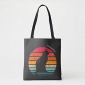 Schwarze Katze Silhouette auf Regenbogen Tasche (Vorderseite)