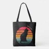 Schwarze Katze Silhouette auf Regenbogen Tasche (Rückseite)