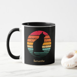 Schwarze Katze Silhouette auf Regenbogen Tasse