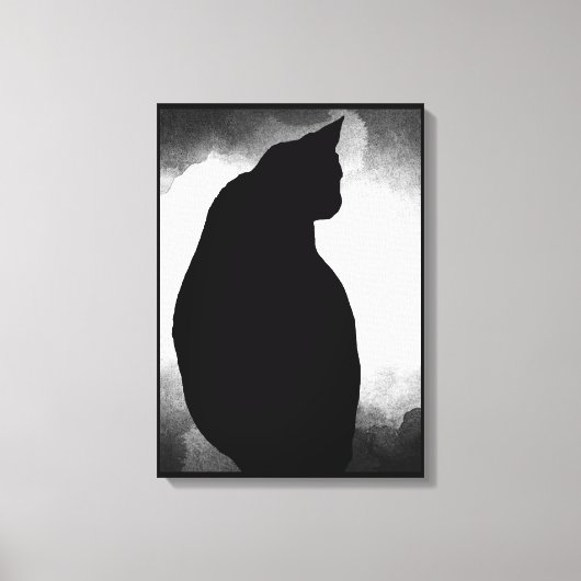 Schwarze Katze Silhouette Canvas Print 15x21 anpas Leinwanddruck (Vorderseite)