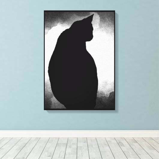 Schwarze Katze Silhouette Canvas Print 15x21 anpas Leinwanddruck (Insitu (Holzboden))