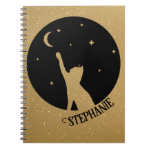 Schwarze Katze Silhouette für Mond und Stars