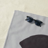 Schwarze Katze Silhouette graues Strandtuch (Beispiel)