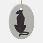 Schwarze Katze Silhouette Keramik Ornament 2 Seite (Vorne)