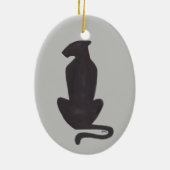 Schwarze Katze Silhouette Keramik Ornament 2 Seite (Hinten)