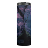 Schwarze Katze sitzt auf Seekunst Thermosbecher (Rückseite)