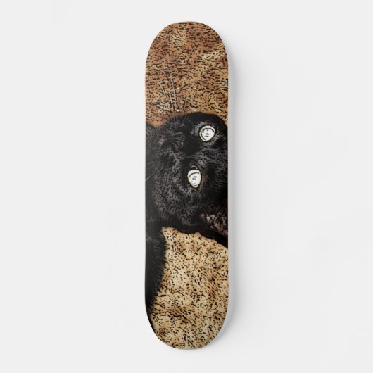 schwarze Katze Skateboard (Vorderseite)