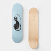 SCHWARZE KATZE SKATEBOARD BLAUER DECKEL (Vorderseite)