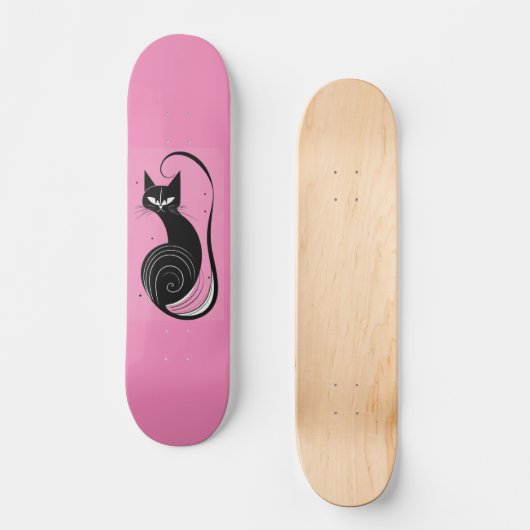 SCHWARZE KATZE-SKATEBOARD-PINKDECK SKATEBOARD (Vorderseite)