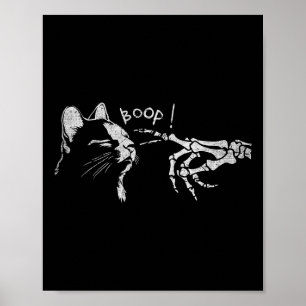 Schwarze Katze Skeleton Hand Boop auf der Nase ein Poster