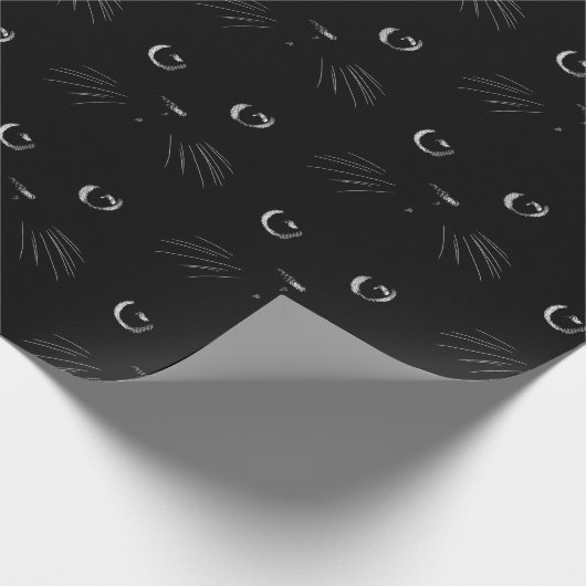 Schwarze Katze Sketch-Porträtmuster Geschenkpapier (Ecke)