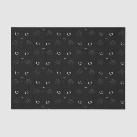 Schwarze Katze Sketch-Porträtmuster Seidenpapier (Vorderseite)