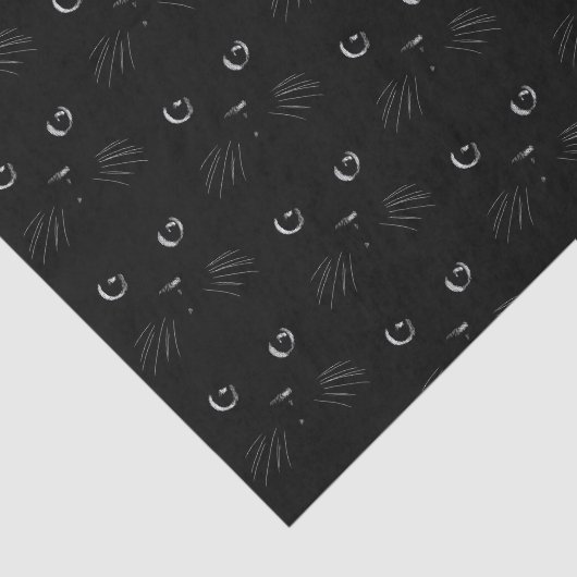 Schwarze Katze Sketch-Porträtmuster Seidenpapier (Ausschnitt)