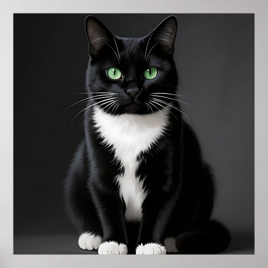 Schwarze Katze Smaragd Augen Poster (Vorne)