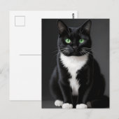Schwarze Katze Smaragd Augen Postkarte (Vorne/Hinten)