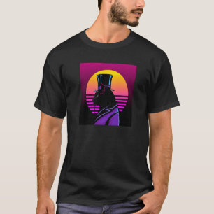 Schwarze Katze Smoking Oberhut Cyber Punk Profil 8 T-Shirt