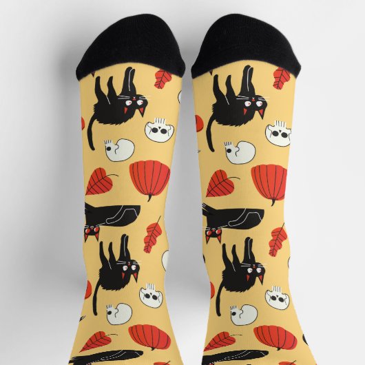 Schwarze Katze Socken (Oben)