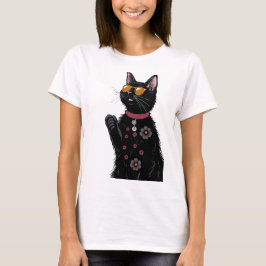Schwarze Katze Sommer lustiges Katzengeschenk für  T-Shirt