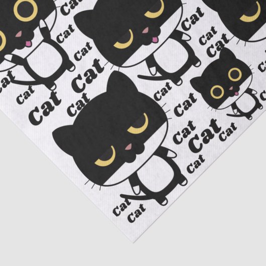 Schwarze Katze Spaß mit großen Augen Seidenpapier (Ausschnitt)