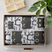Schwarze Katze Spaß mit großen Augen Seidenpapier (Geschenk)