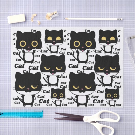 Schwarze Katze Spaß mit großen Augen Seidenpapier (Handwerk)