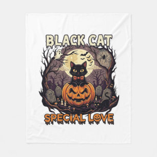 Schwarze Katze Spezielle Liebe Halloween Kürbis Vo Fleecedecke