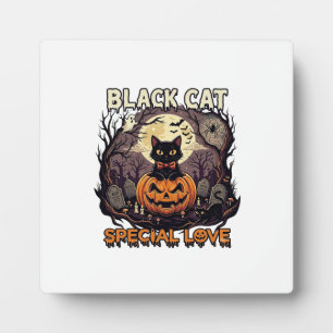 Schwarze Katze Spezielle Liebe Halloween Kürbis Vo Fotoplatte