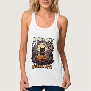 Schwarze Katze Spezielle Liebe Halloween Kürbis Vo Tank Top