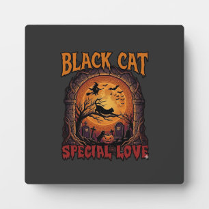 Schwarze Katze Spezielle Liebe Halloween Mond Hexe Fotoplatte