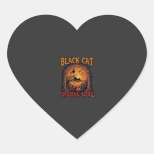 Schwarze Katze Spezielle Liebe Halloween Mond Hexe Herz-Aufkleber