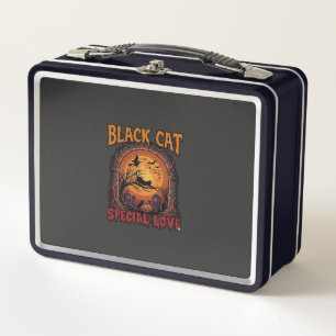 Schwarze Katze Spezielle Liebe Halloween Mond Hexe Metall Brotdose