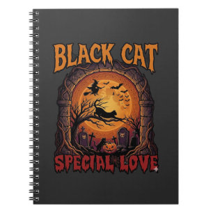 Schwarze Katze Spezielle Liebe Halloween Mond Hexe Notizblock