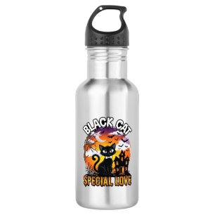 Schwarze Katze Spezielle Liebe Halloween Spukhaus  Edelstahlflasche