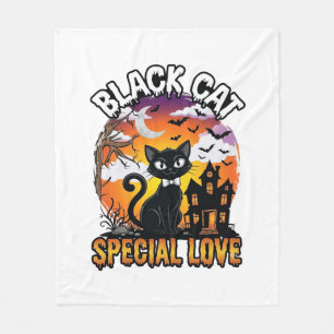 Schwarze Katze Spezielle Liebe Halloween Spukhaus  Fleecedecke