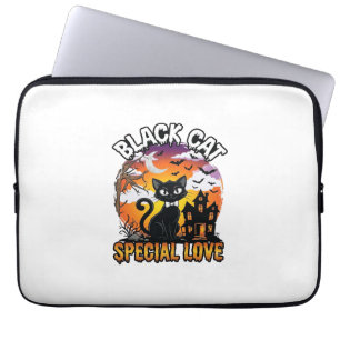 Schwarze Katze Spezielle Liebe Halloween Spukhaus  Laptopschutzhülle