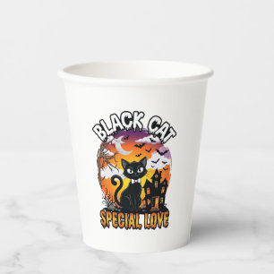 Schwarze Katze Spezielle Liebe Halloween Spukhaus  Pappbecher