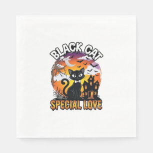 Schwarze Katze Spezielle Liebe Halloween Spukhaus Serviette