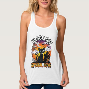 Schwarze Katze Spezielle Liebe Halloween Spukhaus Tank Top