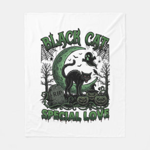 Schwarze Katze Spezielle Liebe Haloween Halbmond G Fleecedecke