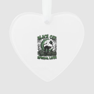 Schwarze Katze Spezielle Liebe Haloween Halbmond G Ornament