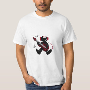 Schwarze Katze spielt E-Gitarre Rockstar-Kitty T-Shirt