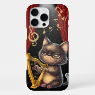 Schwarze Katze spielt Harfe Folk-Musik Harfenist G iPhone 16 Pro Max Hülle