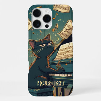 Schwarze Katze spielt Klavier Cool Pianist Geschen iPhone 16 Pro Max Hülle