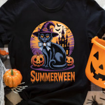Schwarze Katze Spooky Niedliche Kunst Summerween