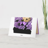 Schwarze Katze Spooky Owl Bat Lila Vollmond Karte (Rückseite)