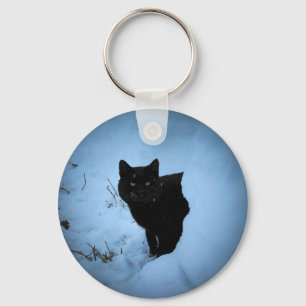 Schwarze Katze Spotlight Schlüsselanhänger