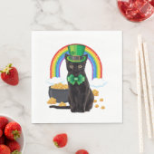 Schwarze Katze St. Patrick's Day Kobold Kleeblatt Serviette (Beispiel)