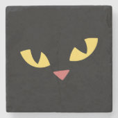 Schwarze Katze Steinuntersetzer (Vorderseite)