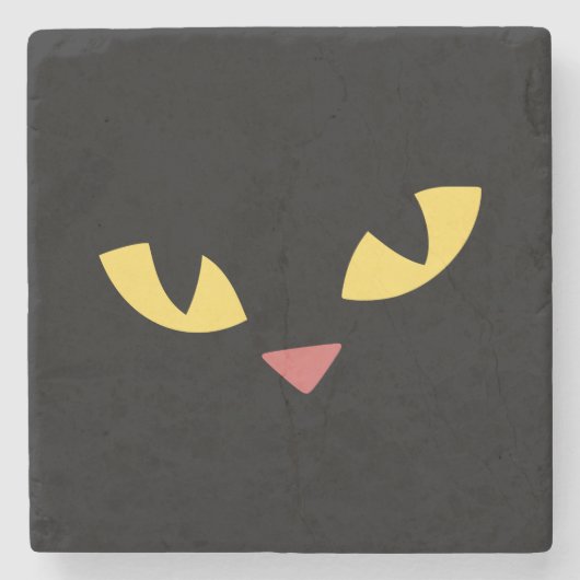 Schwarze Katze Steinuntersetzer (Vorderseite)