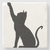 Schwarze Katze Steinuntersetzer (Vorderseite)